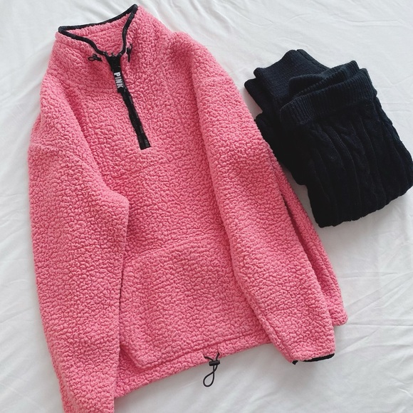 Pink Victoria’s Secret Sherpa fleece zip up jacket - Picture 3 of 10